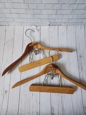 Vintage Setwell Wooden Suit Hanger With Trouser Clamp Lot of 2