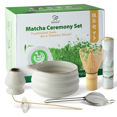 Matcha Whisk Set, 7 Pcs Ceramic Matcha Kit, Include Matcha Bowl, Bamboo Whisk...