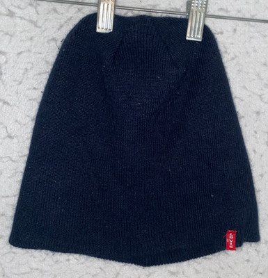 Levis Beanie Mens Black knit Hat winter Acrylic One size Logo