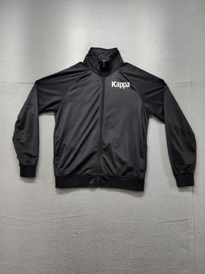 Kappa Men Track Jacket Black Full Zip Mock Neck Long Sleeve Pockets Activewear
