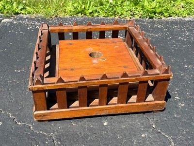 Original Antique 1900s Wooden Christmas Feather Tree Stand Victorian Primitive