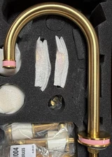 Phylrich 222-01/004x045 Widespread Bathroom Faucet - Satin Brass w/ Pink Accents