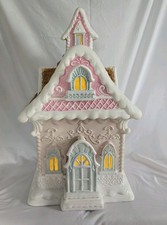 Christmas Gingerbread Holiday House Pastel Collectible Pink And Blue 26in Tall