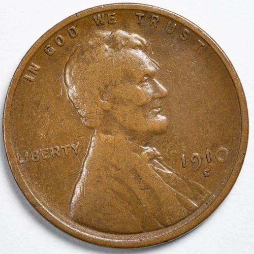 1910-S Lincoln Wheat Penny San Francisco Mint Fine (F)