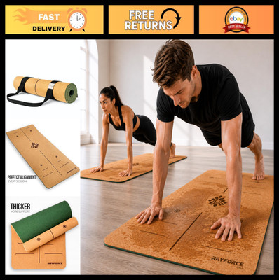 Non-Slip Cork Yoga Mat - Sweat Grip, 6MM Thickness, Alignment Lines, Eco-Friendl