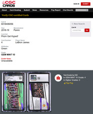 🐐 LeBron James 2018-19 Panini Green Prizm Get Hyped! 4 Basketball Card [CGC 10]