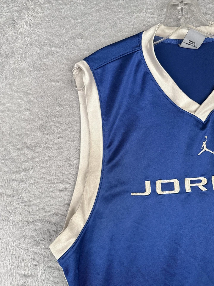 ВИНТАЖНЫЙ Jordan баскетбол рубашка мужская большой синий белый без рукавов Джерси Jumpman - Изображение 3 из 4