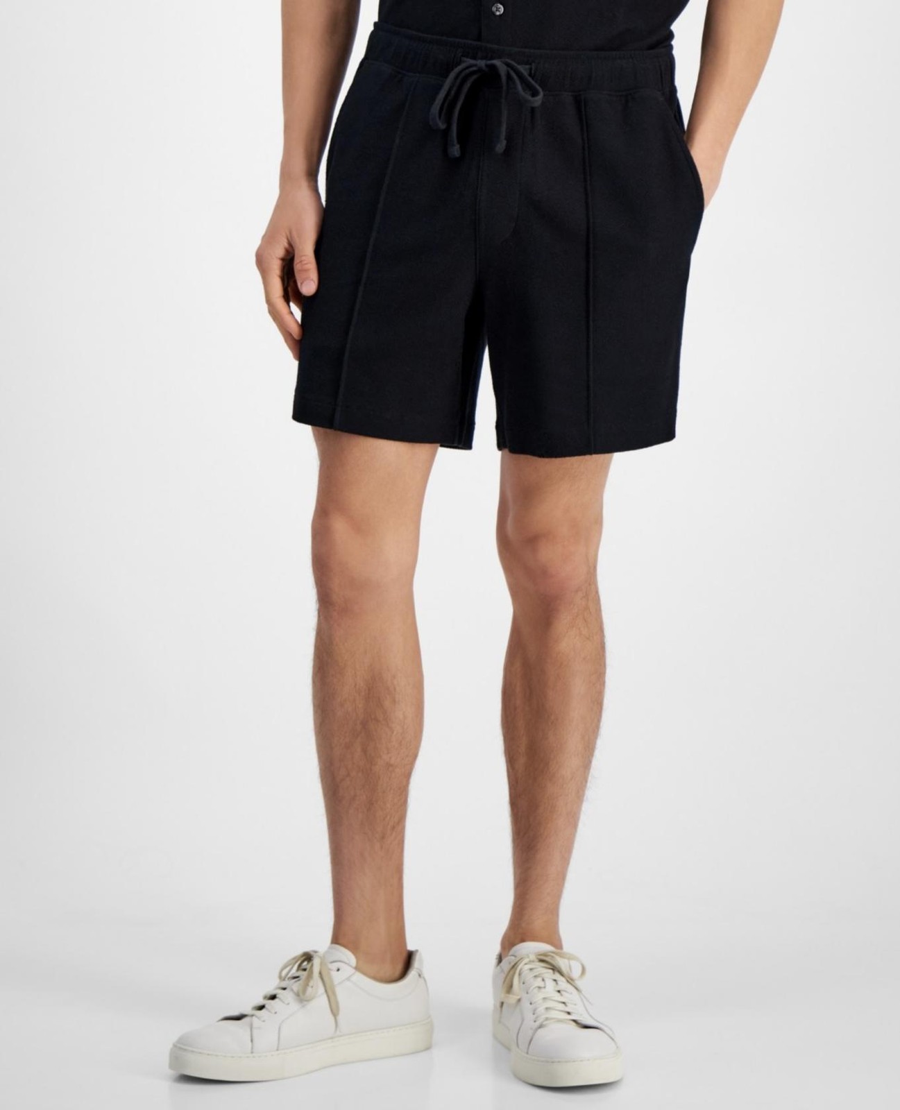 Alfani Pique All Cotton Shorts Men S 2XL Deep Black Solid 55 Inseam - XXL 8690₽