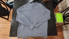 IZOD Premium Essentials Button Up Shirt Men's 3XLT Blue Long Sleeve Multi-Check