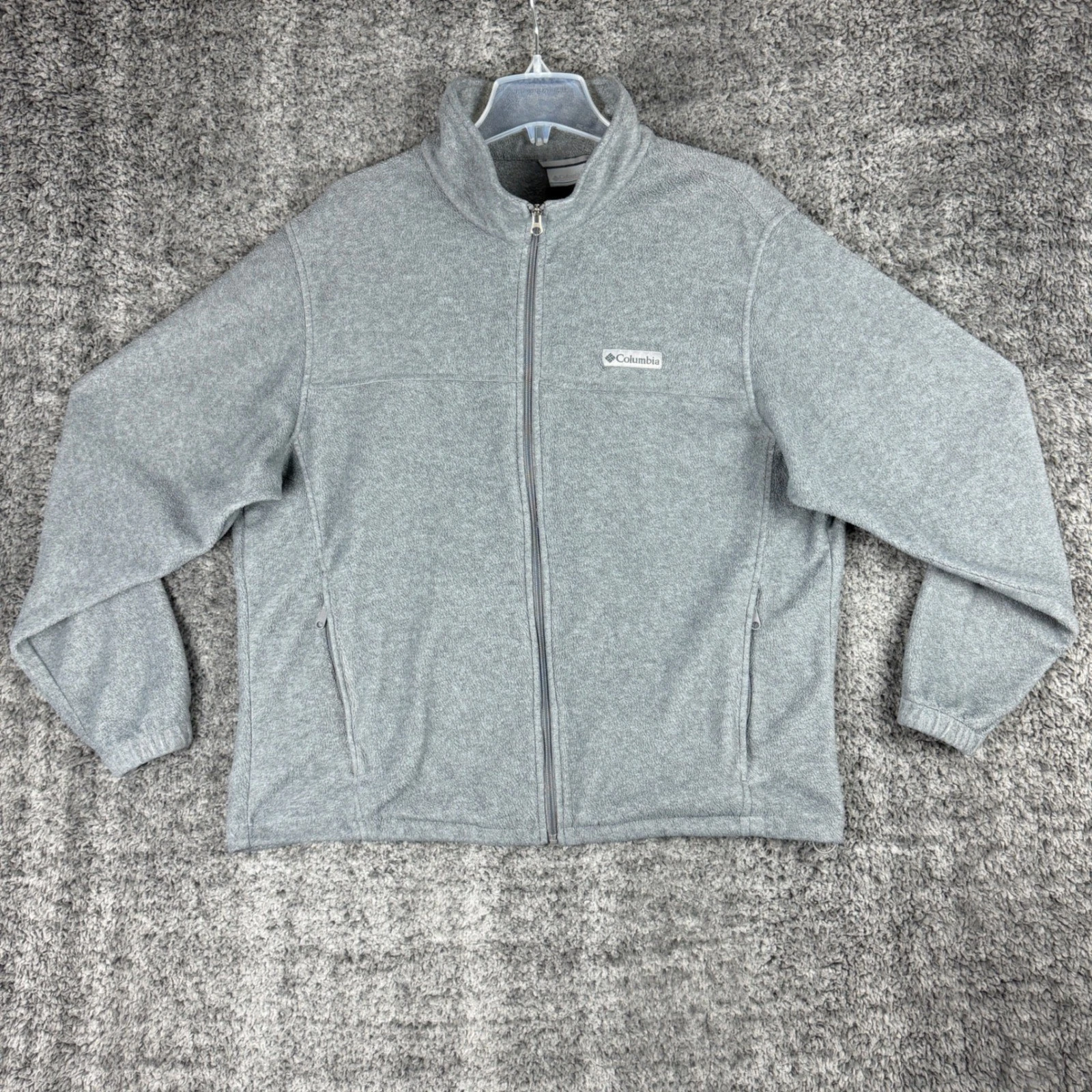 Columbia Men's Size XL Fleece Jacket Full Zip Gray 100% Polyester Outdoor Nature