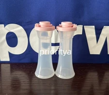 Tupperware Small 4" Hourglass Salt and Pepper Shakers Set Light Pink Seal New