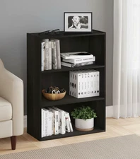 3-Tier Bookshelf with Wide Shelves, 30 Lbs Capacity, for Living Room Bedroom Hom