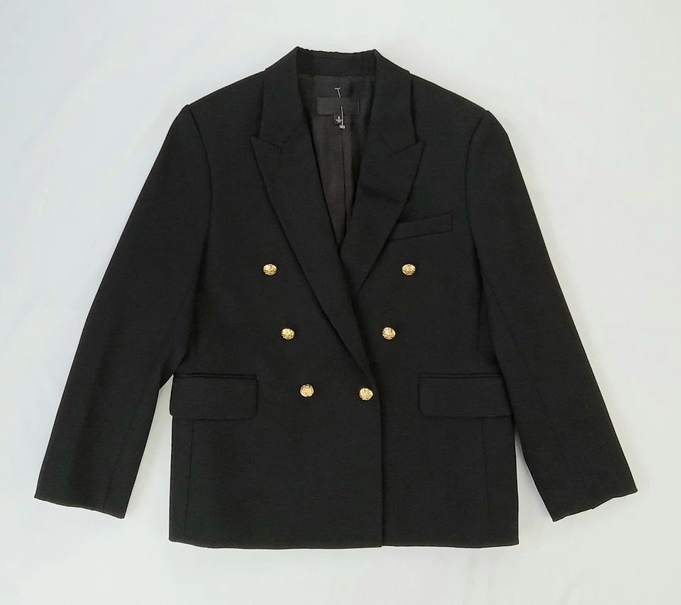 size 6 NILI LOTAN Woman's Dark-Navy HENRY Double-Breasted Wool Blazer Jacket USA - Image 4 of 4