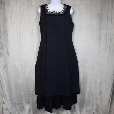 Handmade Dress Black Embroidered Sheer Overlay Womens Medium Gothic Whimsigoth