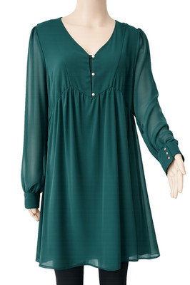 Fließendes Damen Kleid Langarm - Leichte Eleganz
