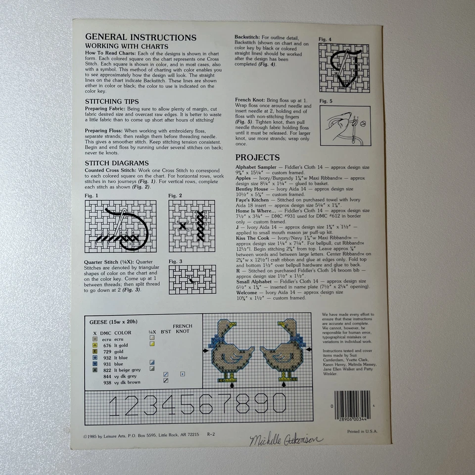 Vintage 1985 Leisure Arts Country Alphabet Counted Cross Stitch Booklet - Image 2 of 2