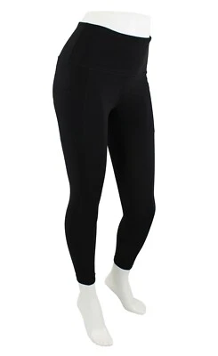 Yogalicious Lux Womens Yoga Legging Pants High Waist Side Pocket Black 7/8 Ankle