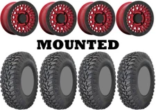 Kit 4 GBC Parallax Tires 31x10-14 on Black Rhino Parker Beadlock Red Wheels FXT