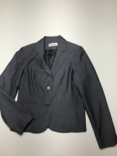 Calvin Klein Blazer Jacket Womens Size 8 Gray Career Work 2 Button Long Sleeves