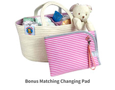Extra Large Diaper Caddy Organizer Basket Woven Cotton Rope Storage Changing Pad