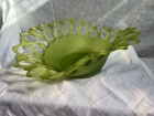 Vtg Westmoreland Doric Green Satin Art Glass Open Lace Oval Banana Bowl — photo 4