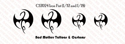 Iron Fist Chest Tattoo Waterslide Decal for 1/12 and 1/18 scale action figures