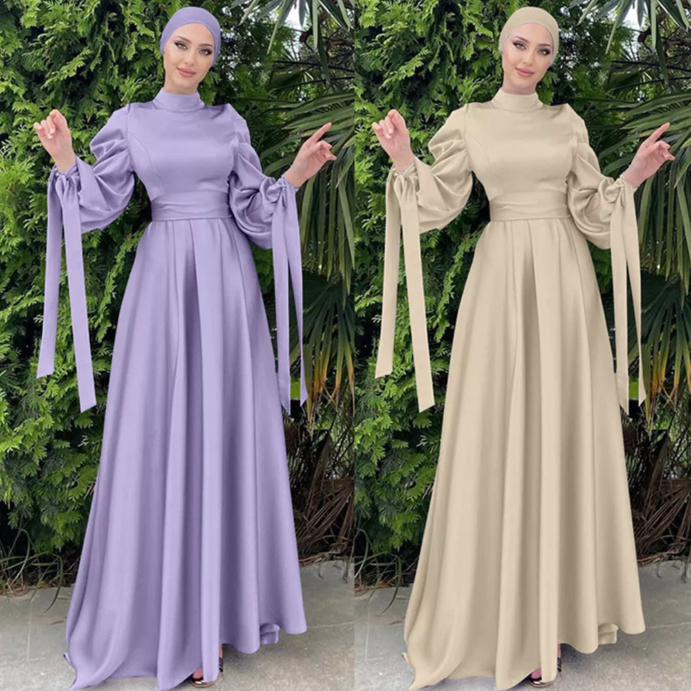 Champagne Long Sleeve Hijab Muslim Evening Dresses High Neck Islamic Formal  Party Gowns Beaded Arabic Kafan Robes De Soirée - AliExpress