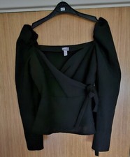 Fabulous BNWOT ASOS  Black Off The Shoulder Cropped Wrap Top. Size 8