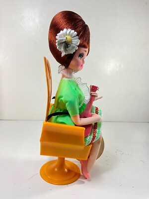 VINTAGE SENPO ROTATING WIND UP MUSICAL MOVING FASHION DOLL. WORKS