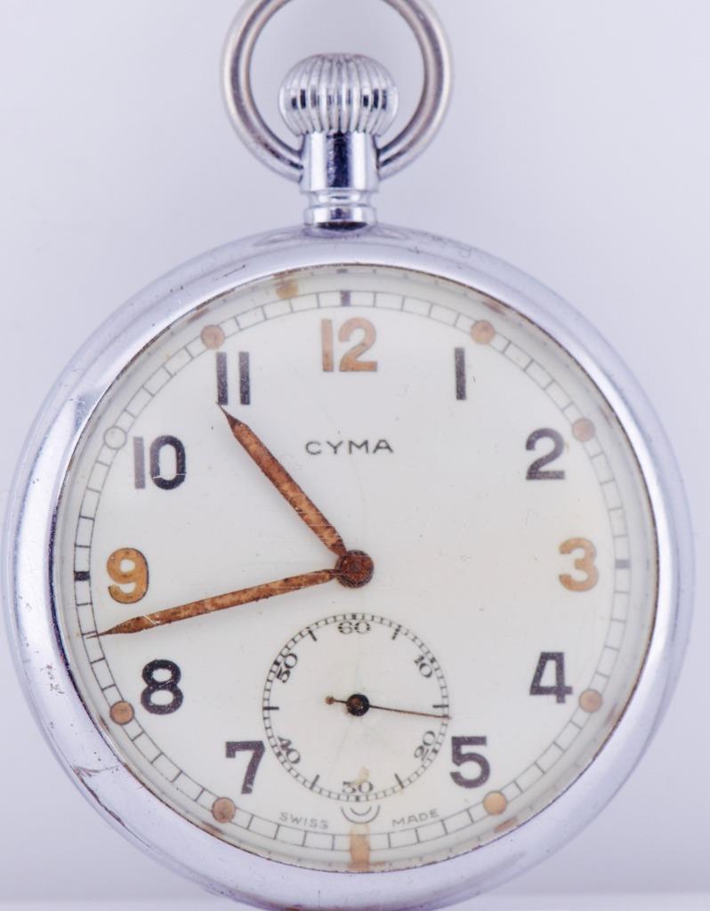 Rare Antique WWII UK Officer's Military Cyma Pocket Watch