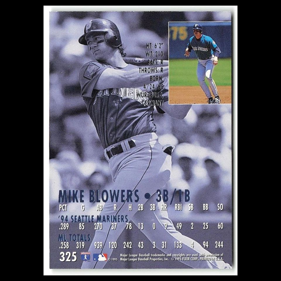 Mike Blowers #325 1995 Fleer Ultra Seattle Mariners Baseball Card MLB NM - Image 2 of 3