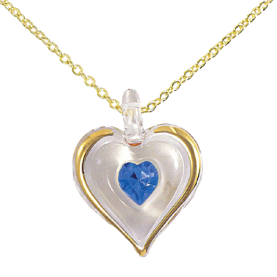 Glass Baron September Birthstone Heart Necklace