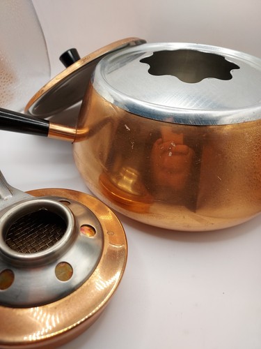 VTG Copper Finish Fondue Pot Spring Culinox 7" Diameter Switzerland MCM - Picture 3 of 8