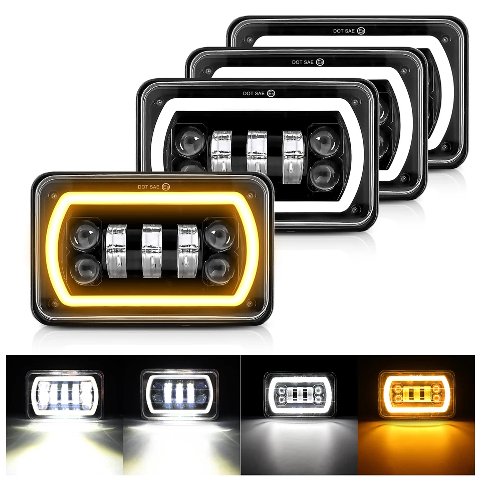 Faros LED 4x6'' 90W haz sellado alto-bajo para Peterbilt Kenworth T800 W900 4 un. Foto 2 de 4