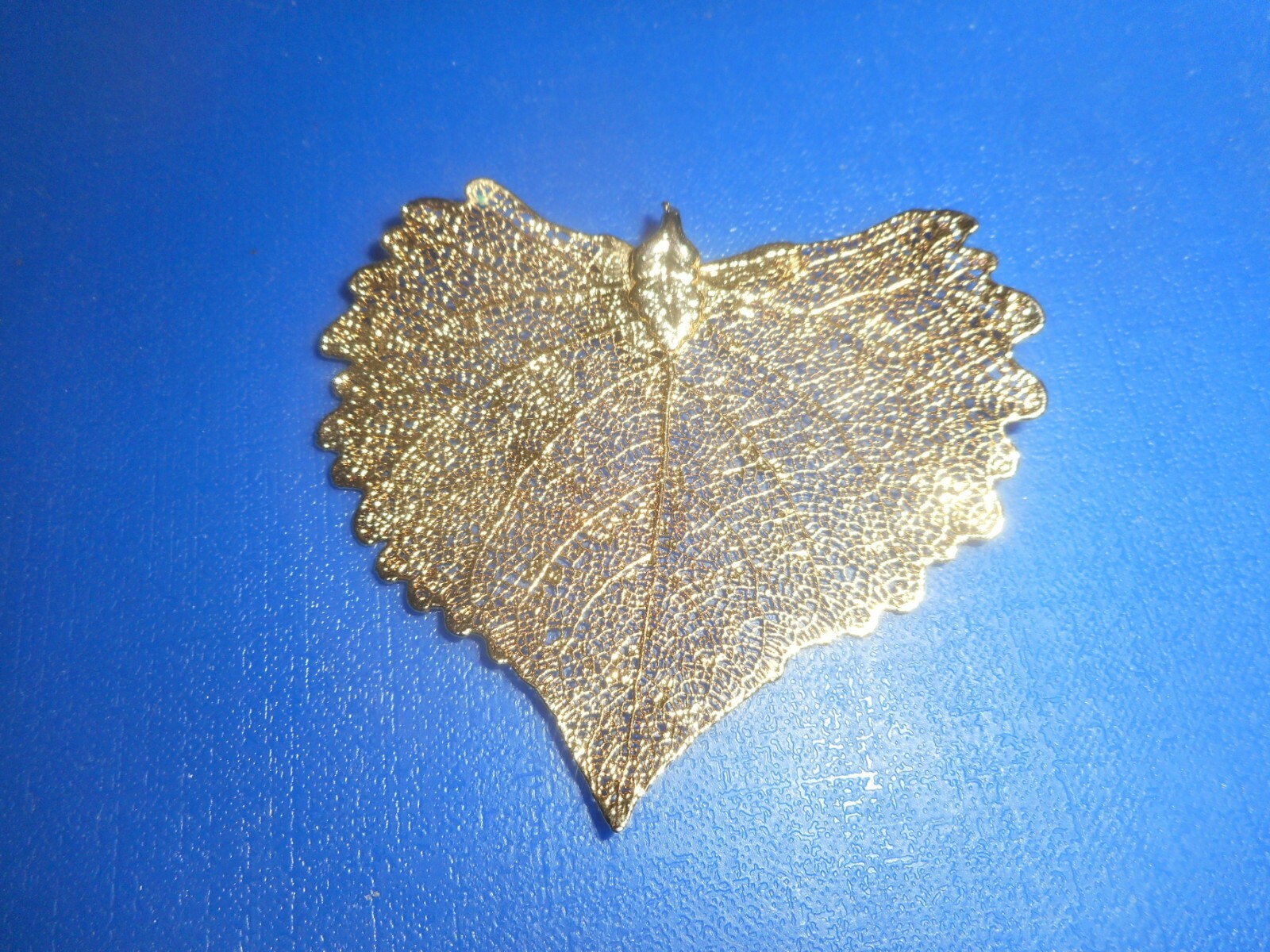 GOLD DIPPED PENDANT VINTAGE REAL LEAF Skeleton Go… - image 2