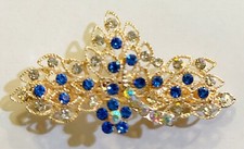 Floral design Hair Barrette Crafted with Rhinestones and Diamond Accent