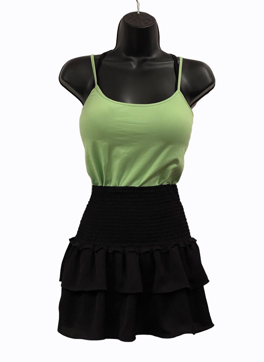 FOREVER 21 Women XS Black Ruffle Layered Wide Elastic Waistband