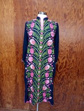 Fiona Traditional Embroidered Dress Black Floral Size M Medium