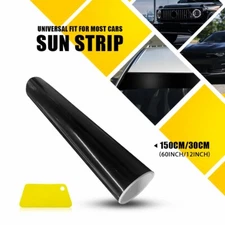 Universal Windshield Banner Gloss Black Vinyl Decal Sun Visor Strip 60"x12" PVC