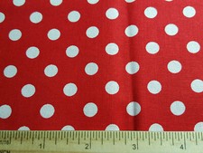 White Polka Dots on Poppy Red 100 cotton Fabric -Fat Quarter
