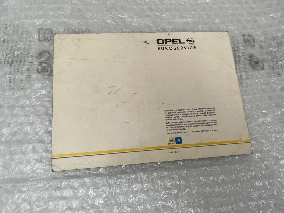 Libretto Uso E Manutenzione OPEL ASTRA 1992 - Immagine 4 di 4