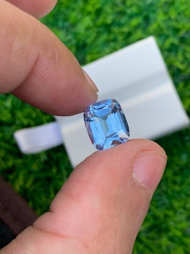 3.55 Ct Natural Santa Maria Aquamarine Cushion Cut Loose Gem for Jewelry - Picture 6 of 10