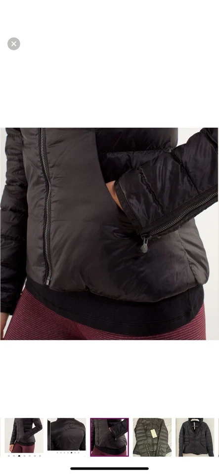 LULULEMON DOWNTOWN PUFFY Jacket Sz 6 650 Fill Power Down - Image 2 of 4