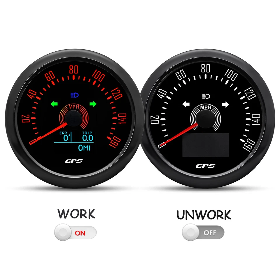 6 Gauge Set 85mm GPS Speedometer 160MPH&Tacho8000RPM&52mm Fuel Oil Temp Volt - Image 2 of 4