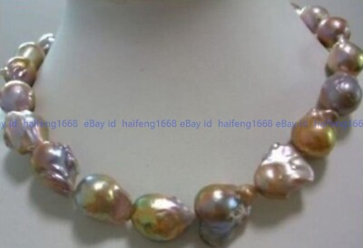 Riesig 15x20mm Natürlich Mehrfarbig Keshi Barock Perle Schmuck Halskette 45cm