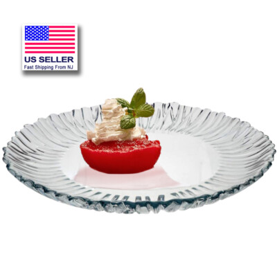 Stylish Glass Service Plate, Decorative Round Serving Dish, 12.6 in
