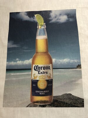 1 CORONA BEER IN Sand W/ Ocean  Blocks Quilt Squares Sewing block Beer