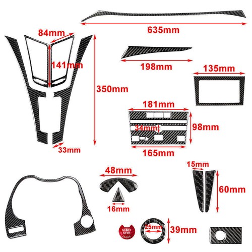 16Pcs Carbon Fiber Full Interior Kit Set Cover Trim For Infiniti Q50 Q60 2014-19 - Picture 10 of 12