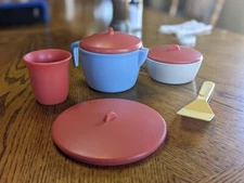 Vtg Step 2 Fun w Play Food for Little Tikes Red Play Pots Pans Cup