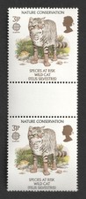 1986 31p Wild Cat UM Gutter Pair. Europa. Nature Conservation. SG 1322